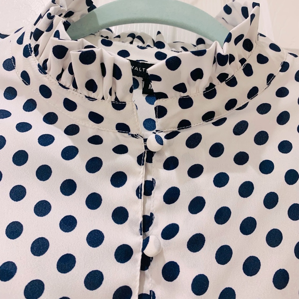 NWT Walter Baker Blue Polka Dot Open Shoulders Blouse / Top - Picture 6 of 15